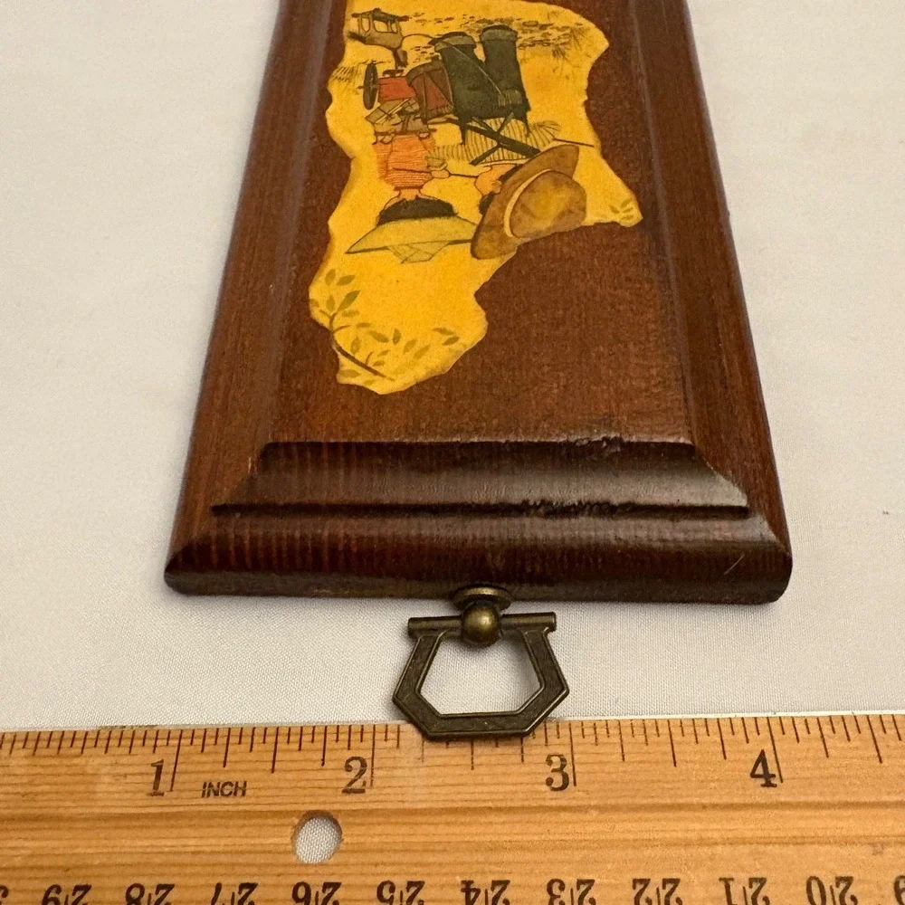 1970s Vintage Wood Wall Art Plaque Two Kids With Dog Country Scene Hanging Decor